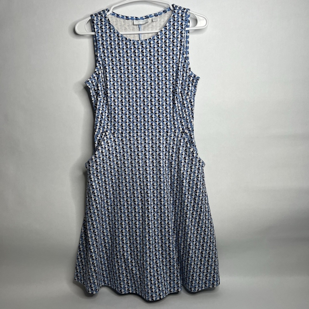 New York & Company Women's Fit‎ & Flare Blue & White Sleeveless Dress - Size XS